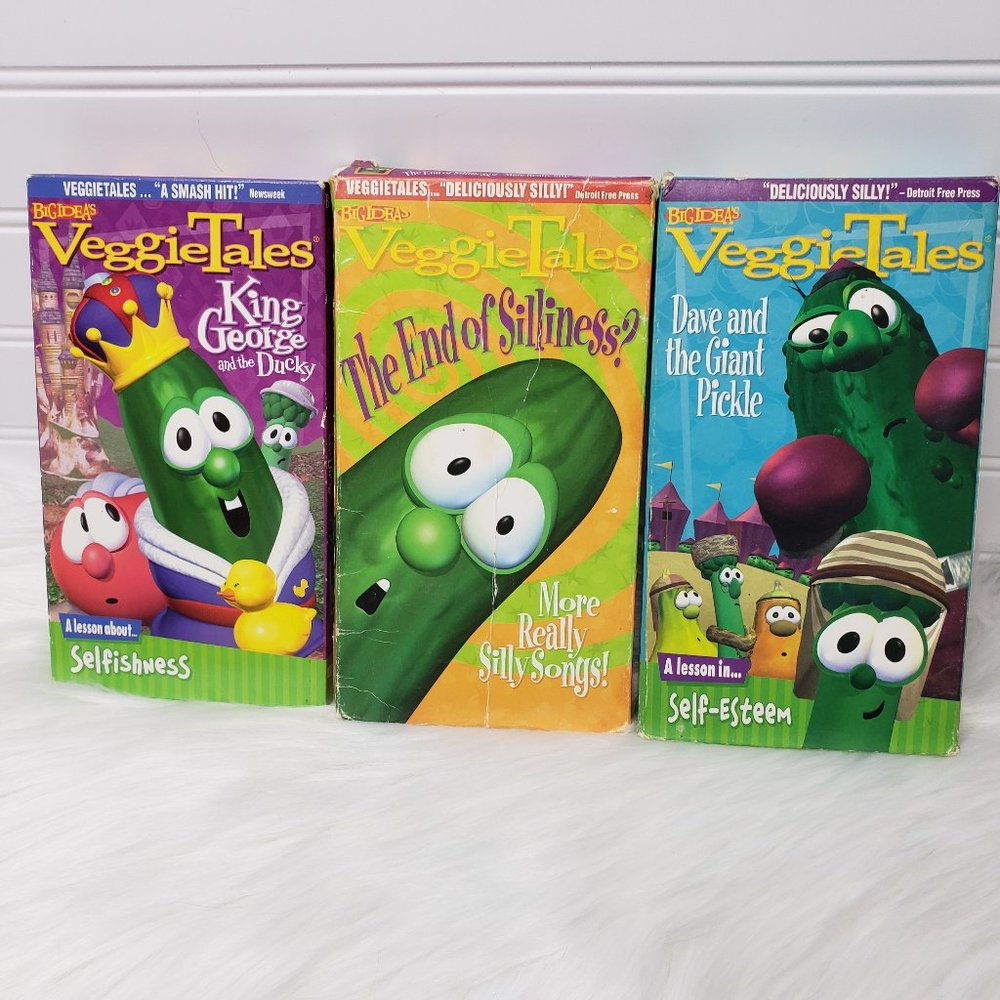 Veggie Tales VHS Lot of 3 Tapes Self-Esteem; Selfishness; The End of Silliness?